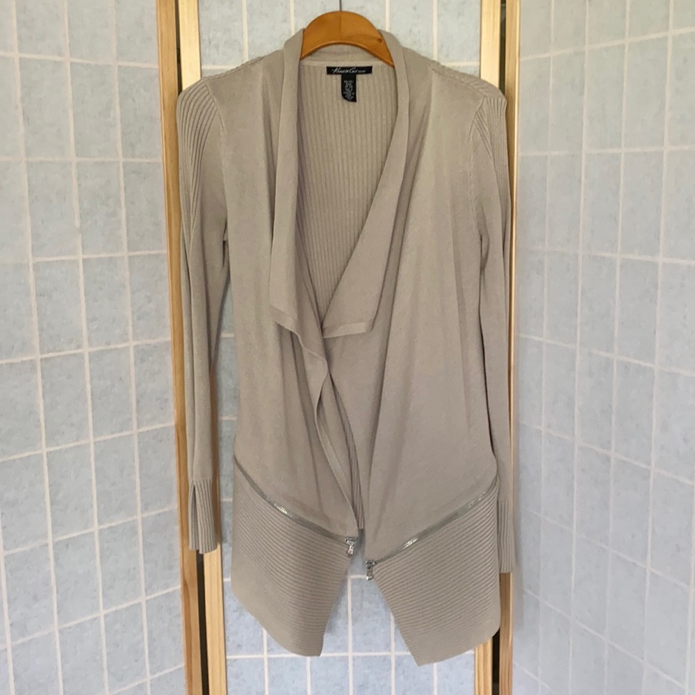Kenneth Cole Beige/Tan Open Front Sweater Cardigan